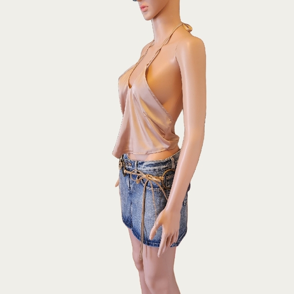 Princess Polly BEIGE/Rose Asymmetrical Backless Crop Top NWT - Picture 6 of 9